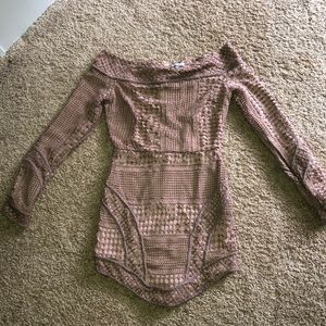 Tobi off the shoulder rose pink dress